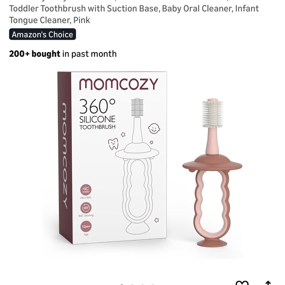 Momcozy 360° Silicone Toddler Toothbrush - Rose Pink NIB
